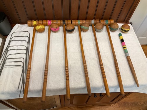 Antique wooden croquet set - antique,