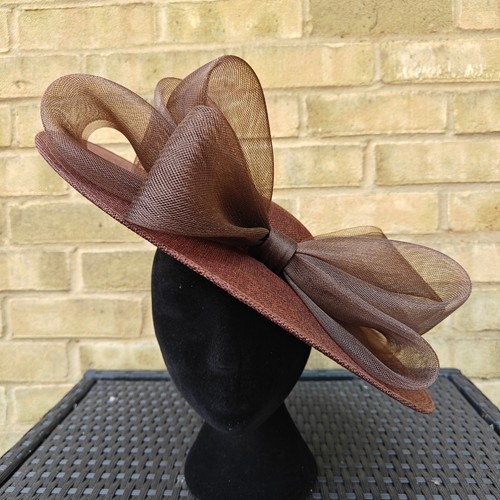 Brown large fascinator wedding - large,