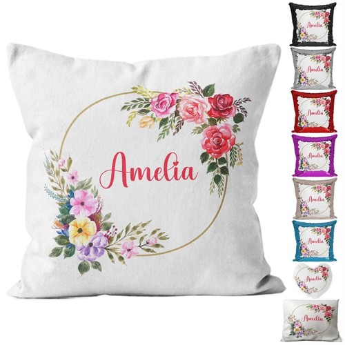 Personalised cushion floral - personalised,