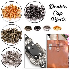 Leather Bag Belt Strap Brass Double Cap Round Rivet Spike Stud Tool Extra Long
