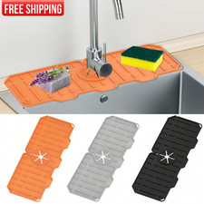 1x Silicone Faucet Splash Guard Sink Drip Water Pad Mat Drying Tray Bath Kitchen