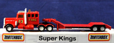 Matchbox Super-Kings K-134 PETERBILT FIRE Truck & LOW-LOADER Transport Trailer