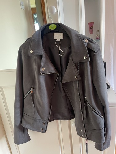 Biker jacket grey suede style - biker,