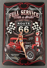 Route 66 metal sign 30x20cm Hot Rod Pin Up Girl Vintage Man Cave Garage Workshop