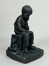 Vintage Cold Cast Bronze Sculpture Figurine The Thinker Boy - Genesis heredities