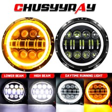 Black Pair 7inch Round LED Headlights Hi/Lo Beam Fit Datsun 280ZX/240Z/260Z/280Z