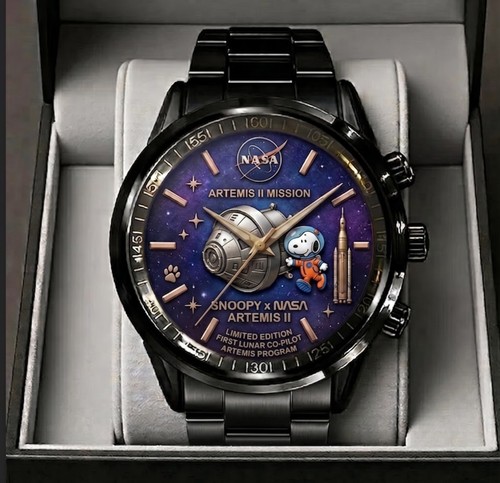 Snoopy nasa artemis black - x,