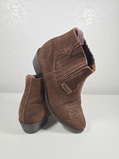 Wrangler Ankle Boots Womens UK 7 Brown Suede Line Dancing Casual Work