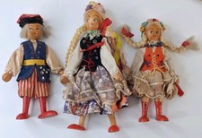Vintage Wooden Peg Dolls x3