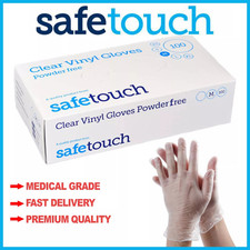 100 Disposable Clear Vinyl Powder & LATEX FREE Gloves Small-XL 100 200 1000