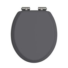 Heritage Wood Toilet Seat with Soft Close Chrome Hinges in Graphite TSGRA101SSC
