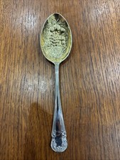 Beautiful Nickel Silver Berry Serving Spoon With Gilt Bowl