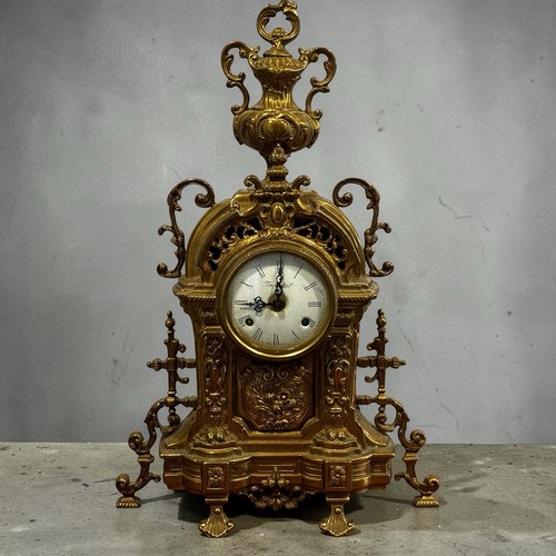 Large brass clock - brass, clock.