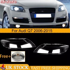 Pair For Audi Q7 2006-15 Car Headlight Headlamp Lens Cover Shell+Glue Lampshade
