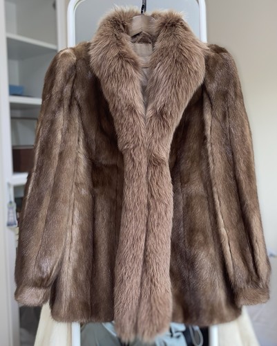 Vintage brown mink - vintage, blue