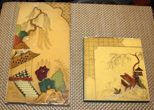 Pair chinese wood painted - pair,