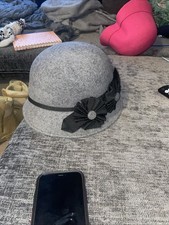 Women’s Per Una Bowler Hat Grey Wool Blend Size S/m