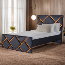 Adult single bed in velvet