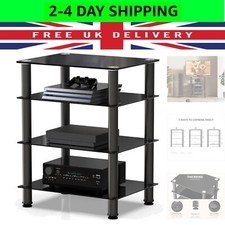 HiFi Racks 4 Tiers Glass TV Stand HIFI Rack Stand Cabinet with Cable Management
