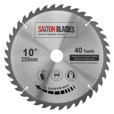 Saxton TCT Circular Wood Saw Blade 255mm x 40T fits Evolution Rage 25.4mm Ring