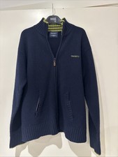 Hackett London Navy Blue Fill Zip Lambswool Jumper Large