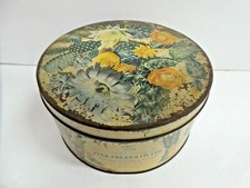 VINTAGE PEEK FREAN BISCUIT TOFFEE TIN CACTUS SUCCULENT FLORAL TEA CADDY CANISTER