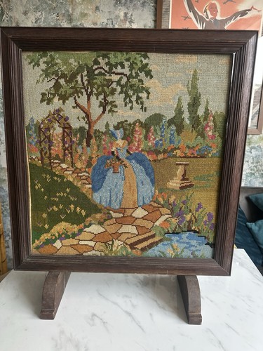 Vintage tapestry fire screen - vintage,