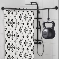  L Shaped Shower Curtain Rail, Adjustable (Black 60-133 cm x 180-215 cm),