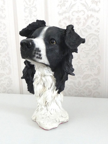 Border collie head - head, sculture