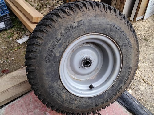 Ride mower wheels - on,