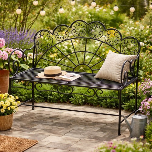 Metal garden bench seater - garden, 2