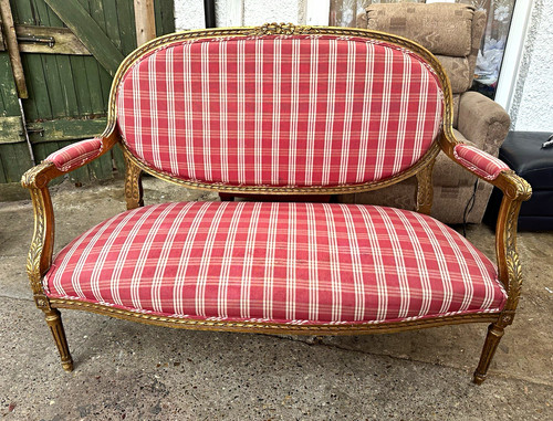 Red white checked - white, fabric