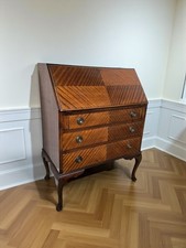 An Antique Mid 20th Century Book-matched Mahogany Bureau Desk ~Delivery Availabl