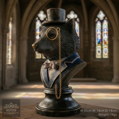 Regal fox bust figurine statue - fox,