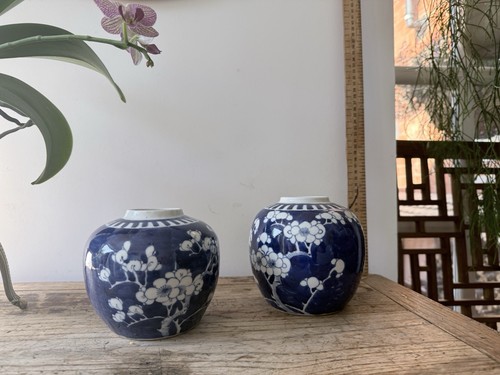 Pair vintage chinese blue - pair,