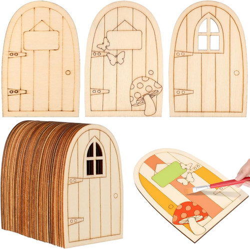 36pcs mini wooden fairy - mini, door