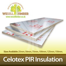 Celotex / Kingspan PIR Insulation - Various Thickness 2400 x 1200 - 25mm - 150mm