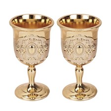  2 Pcs Metal White Wine Glass Gold Chalice Goblet Medieval Goblets
