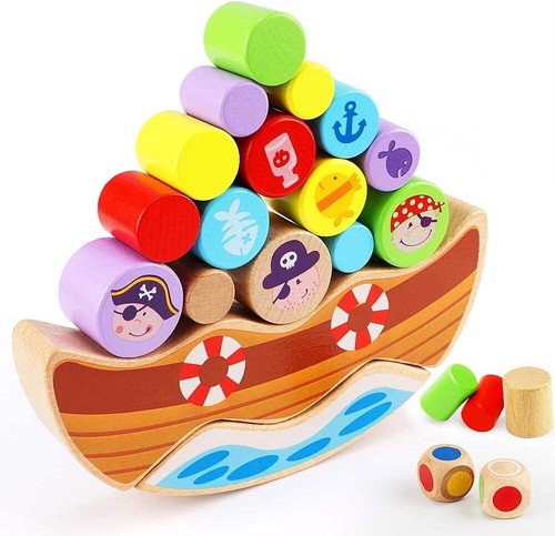 Wooden pirate ship stacking - wooden,