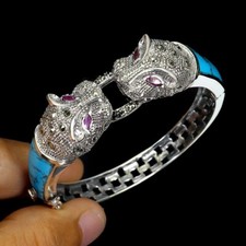 Silver Bangle Turquoise Ruby