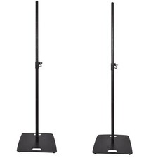 2 x QTX Speaker Stand with Square Base Black Speaker Lighting Stand, Metal Heavy