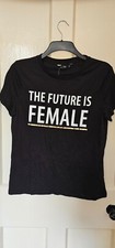 Womens Black T.shirt, Tesco F&F-Size 12 New With Tags,Print The Future Is Female