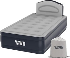 Single Size YAWN AIR Deluxe Self-Inflating Airbed Built-in Pump & Headboard