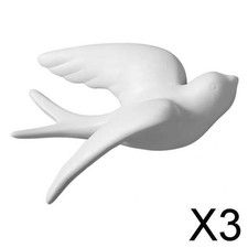 3x Ceramic Bird 3D Wall Decor