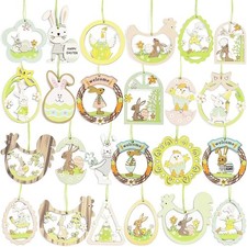 24 EASTER DECORATIONS WOODEN