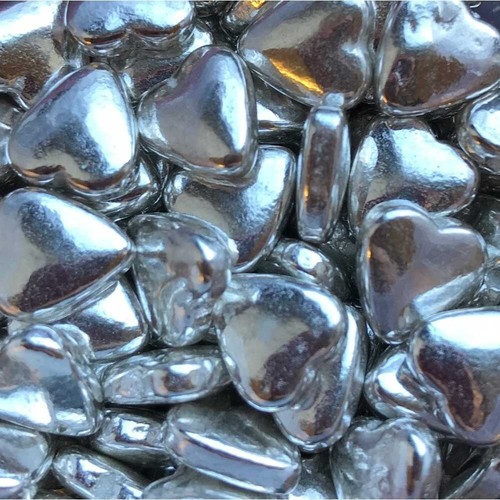 Metallic silver hearts - silver,