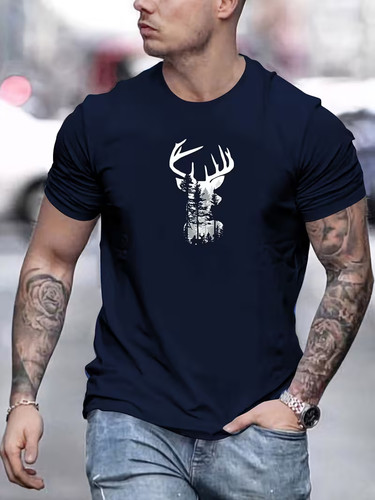 Men deer head graphic - deer,