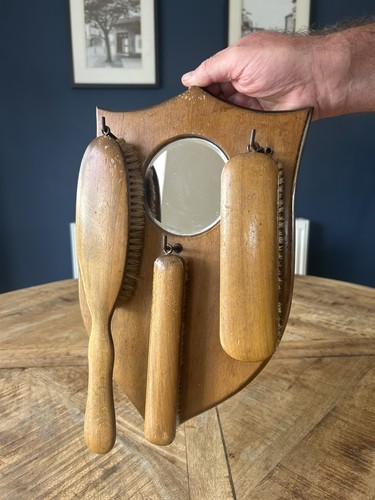 Vintage hall mirror with hooks - vintage,