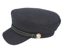 Breton Captain Hat Black Retro Style Fiddler Cap Stylish Classic 60s Design