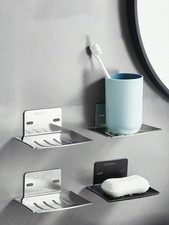 No Drilling Soap Dish Holder Wall Mounted Drain Soap Sponge Box for Soap hold